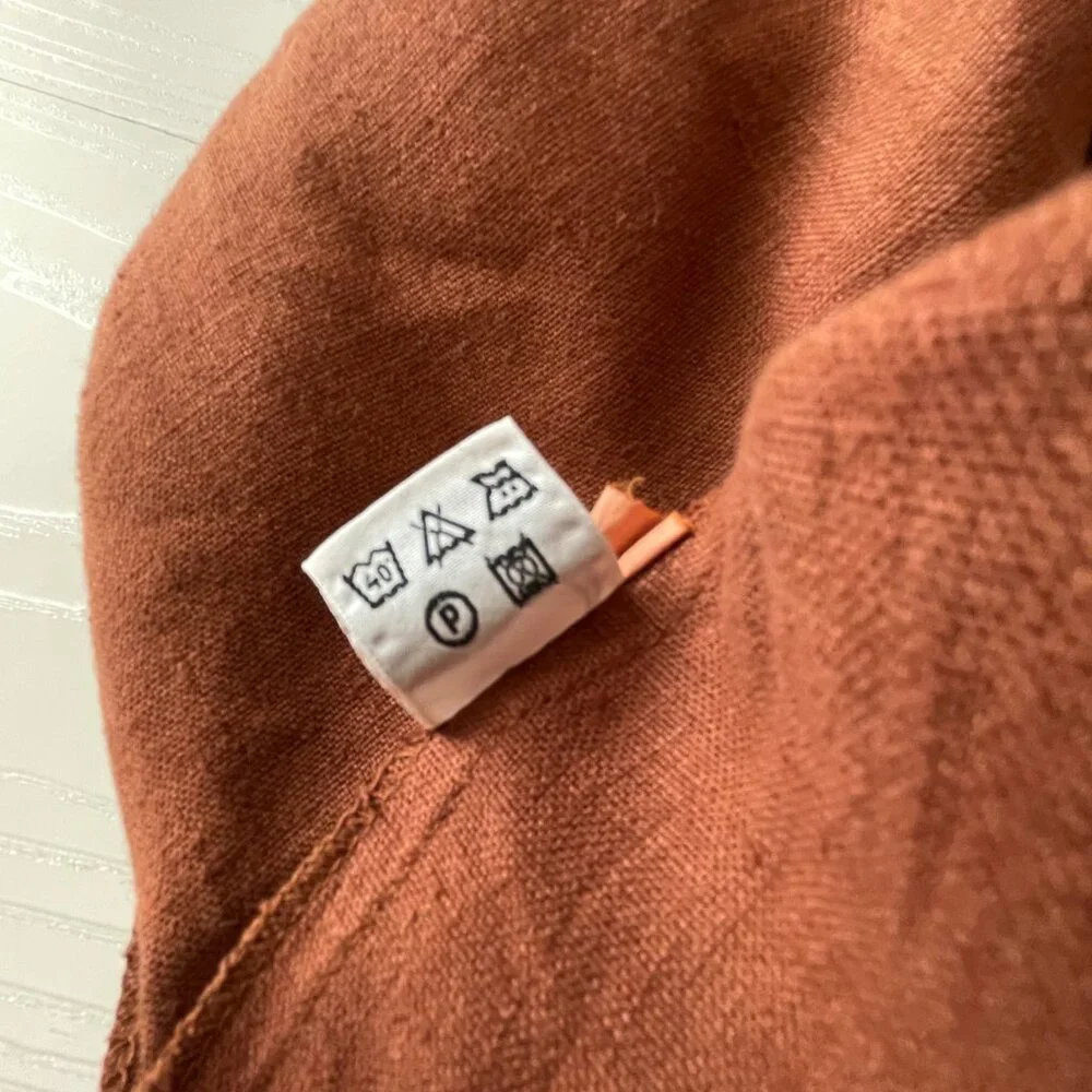 Natural Wave Munich Women's Linen Maxi Dress 4 Brown Slit Lagenlook Minimalist - Picture 6 of 7